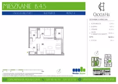 2 pokoje, mieszkanie 46,02 m², piętro 4, oferta nr B.4.5, Crocus Hill, Szczecin, Śródmieście, Śródmieście Północ, ul. Jerzego Janosika 2, 2A, 3, 3A